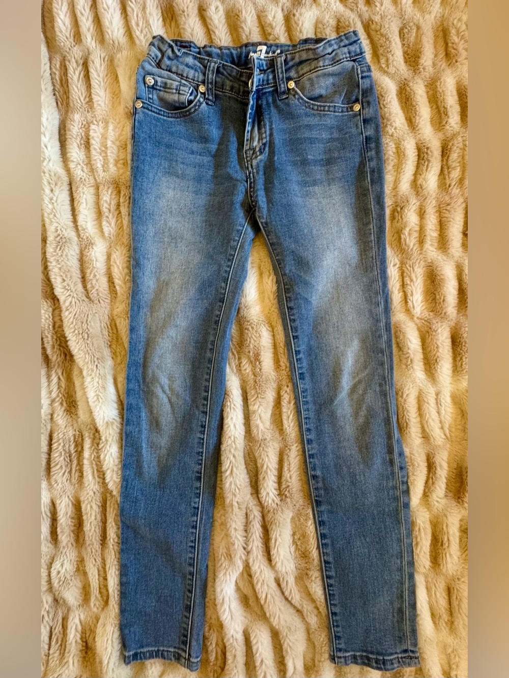 7 For All Mankind Slim Skinny Jeans in Medium Blue Wash